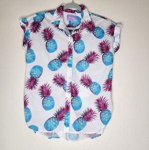 Bonobos Pineapple Print Short Sleeve Shirt XS